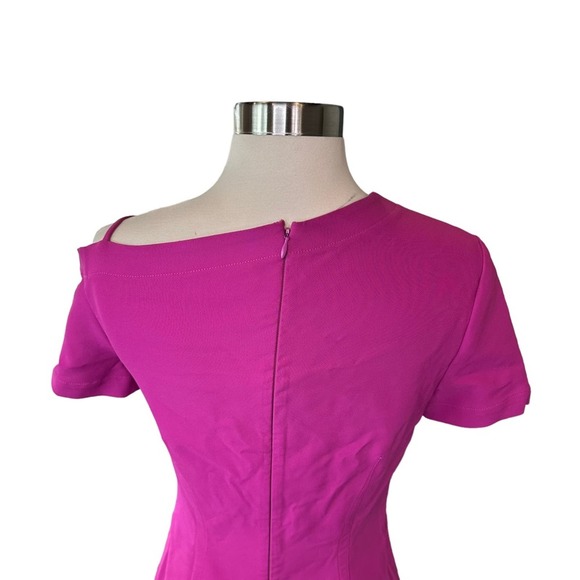 Yigal Azrouel One Shoulder Bi Stretch Dress Womens Short Sleeve Pink 6 NWT - Picture 6 of 13